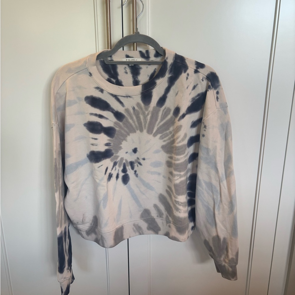 Z Supply Blue and Cream Tie-Dye Sweatshirt